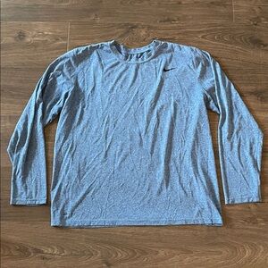 Nike Men's Dri-Fit Light Heather Blue Long Sleeve Tee, Size XL